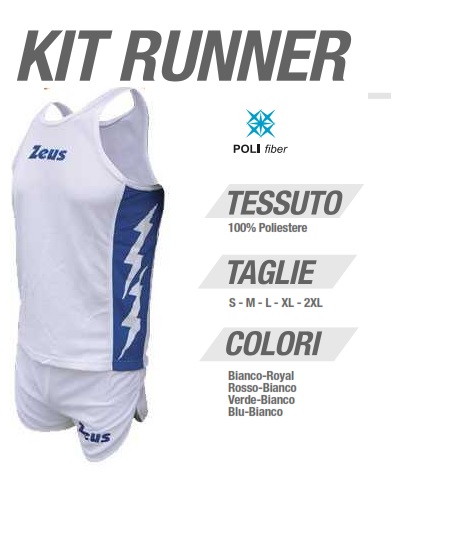 Zeus Kit Runner Running Completo Completino Sport TORNEO Corsa Allenamento PEGASHOP 