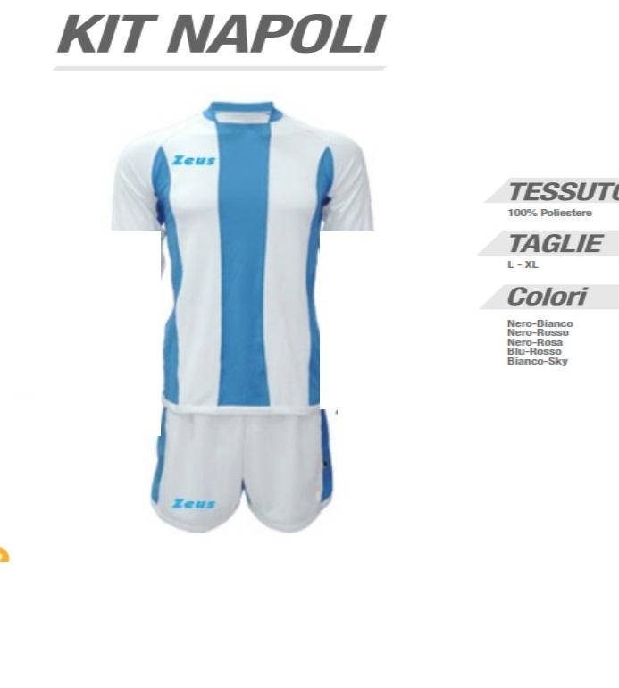 Completi Calcio Economici Personalizzabili: Zeus- Completo Calcio Kit Napoli  Manica Corta