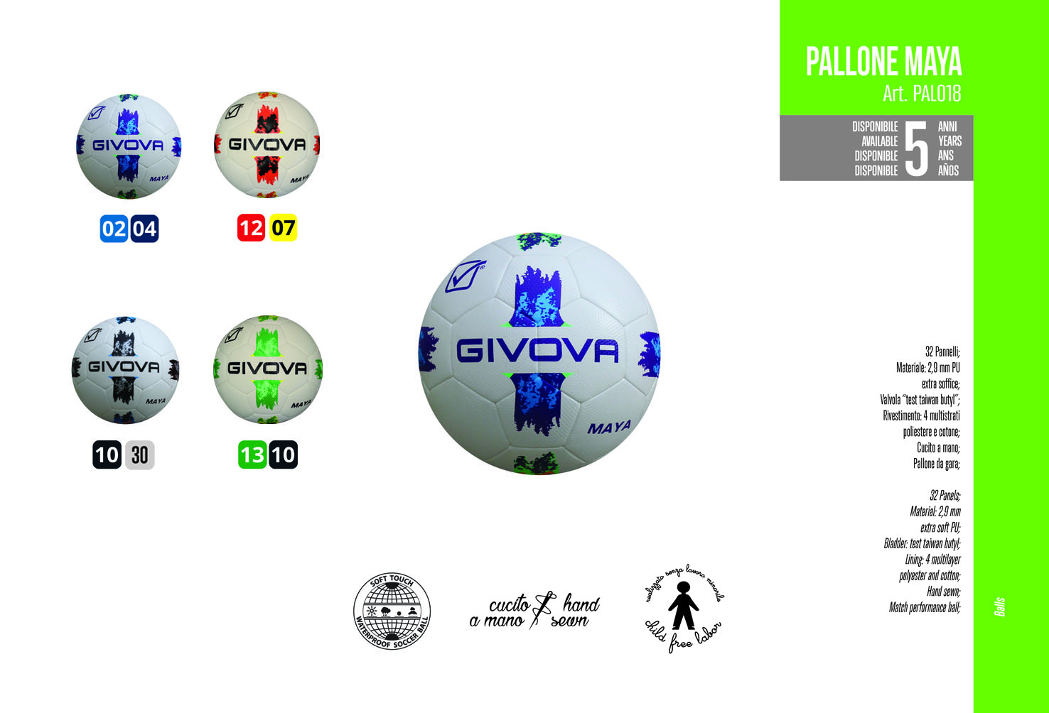 GIVOVA MATCH GARA SPORT CALCIO CALCETTO FOOTBALL BALLS PALLONI HYBRID PALLONE MAYA